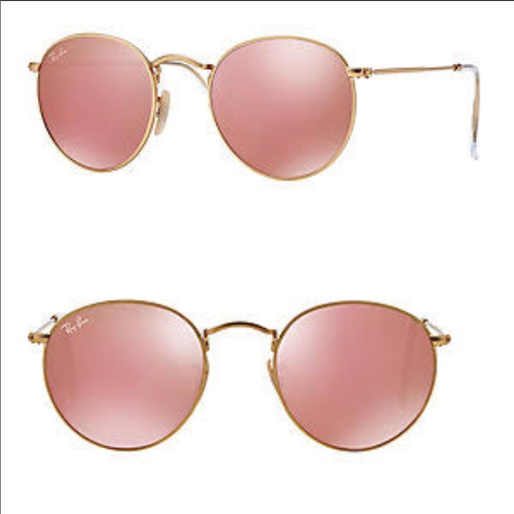 EUC Ray-Ban 3447 Round Flat Lens in Rose Gold